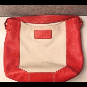 Kate Spade Orange and Cream Canvas Leather Hobo